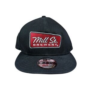Retro Mill St. Brewery Flat Bill Black Snapback Hat Patch Front Adjustable Cap